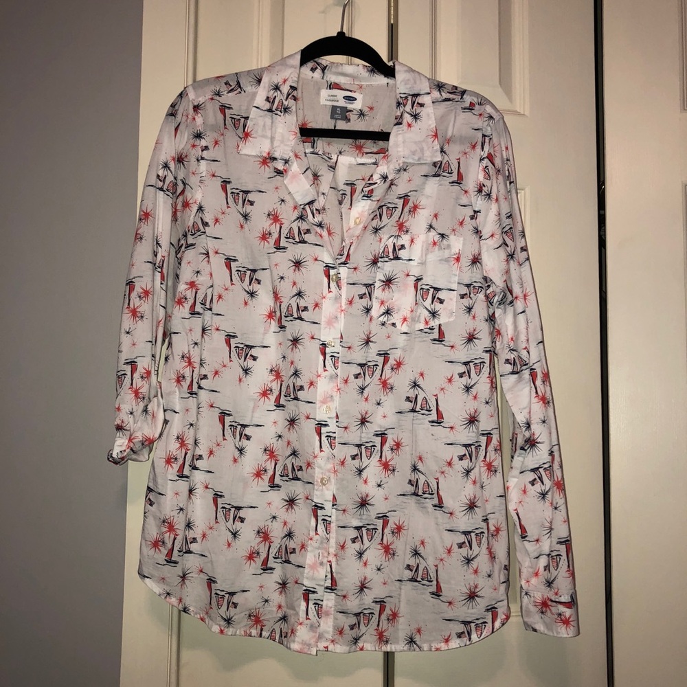 Red, white and Blue Fireworks Button Down - Picture 2 of 4